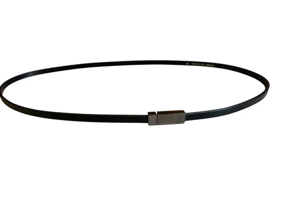 Black Faux Leather Skinny Belt 16